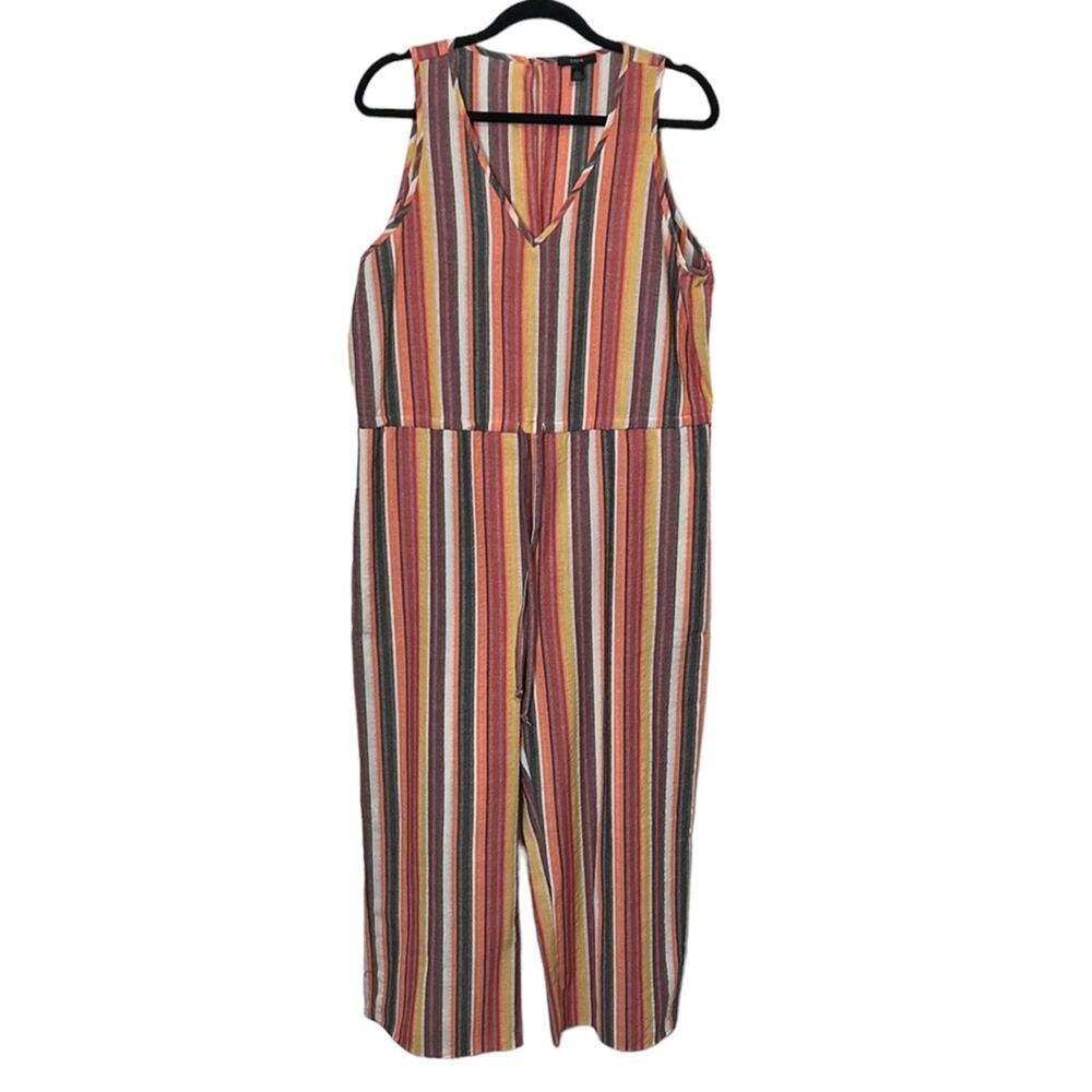 Anthropologie Drew Sleeveless wide leg striped Romper women’s size large